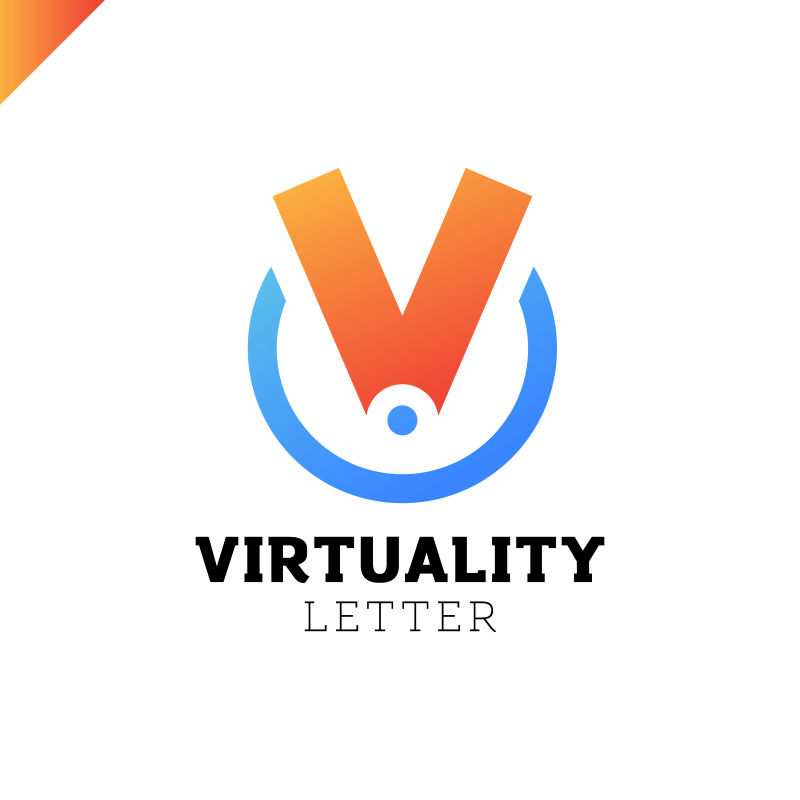 创意矢量字母v的虚拟现实标志设计