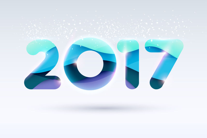 矢量深色系波浪状2017新年贺卡设计