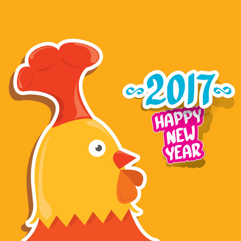 矢量可爱的2017鸡年庆祝背景插图
