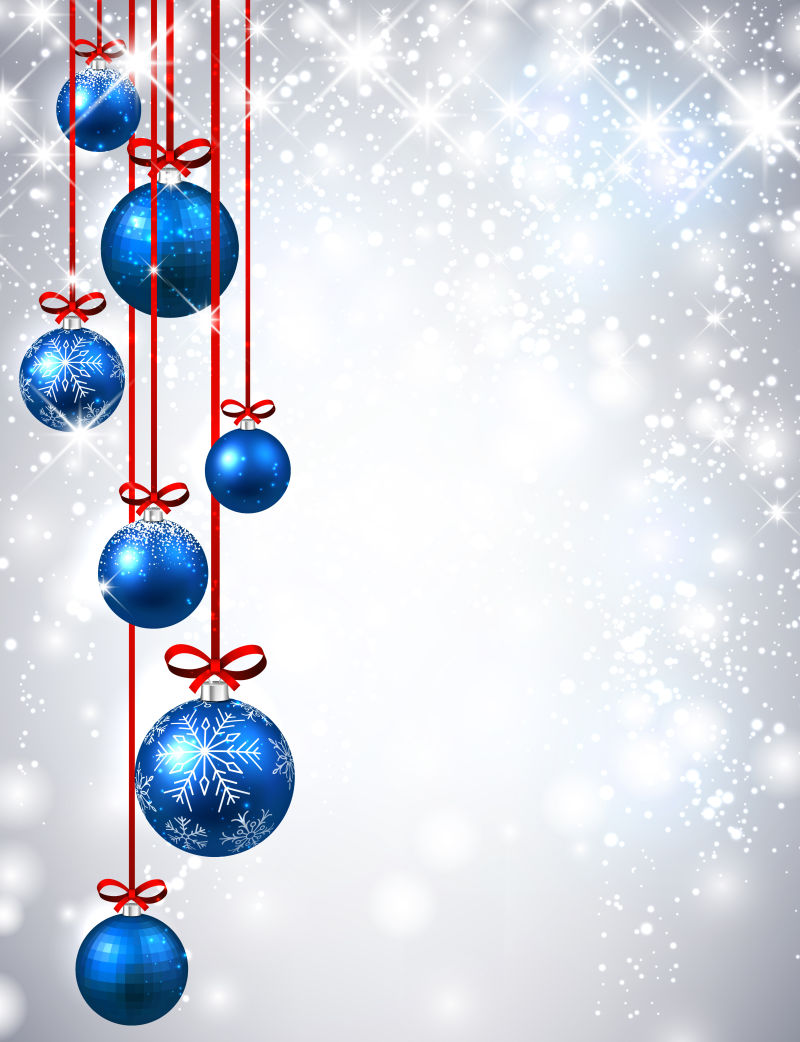 蓝色的圣诞球矢量图