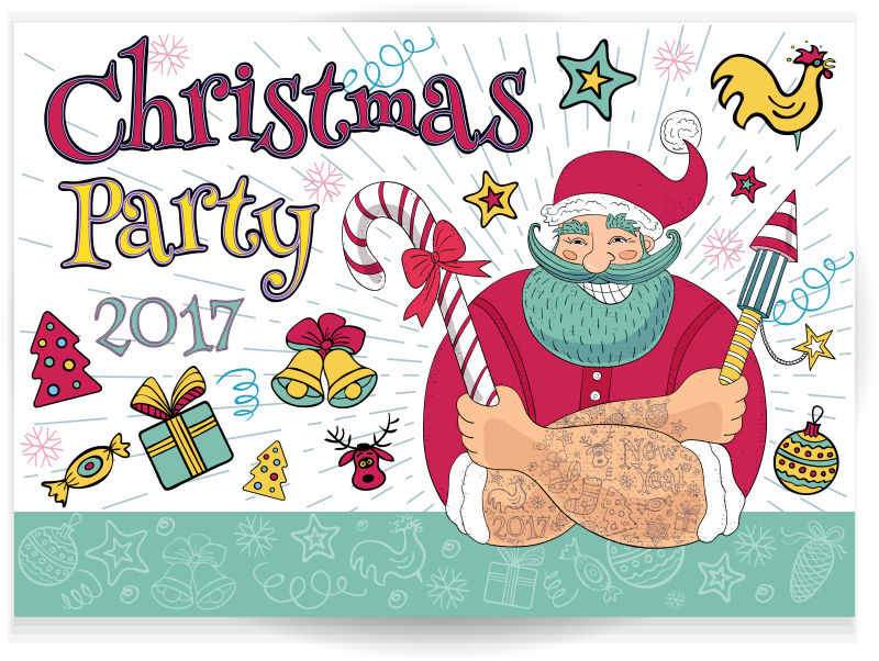 创意2017圣诞老人矢量背景设计
