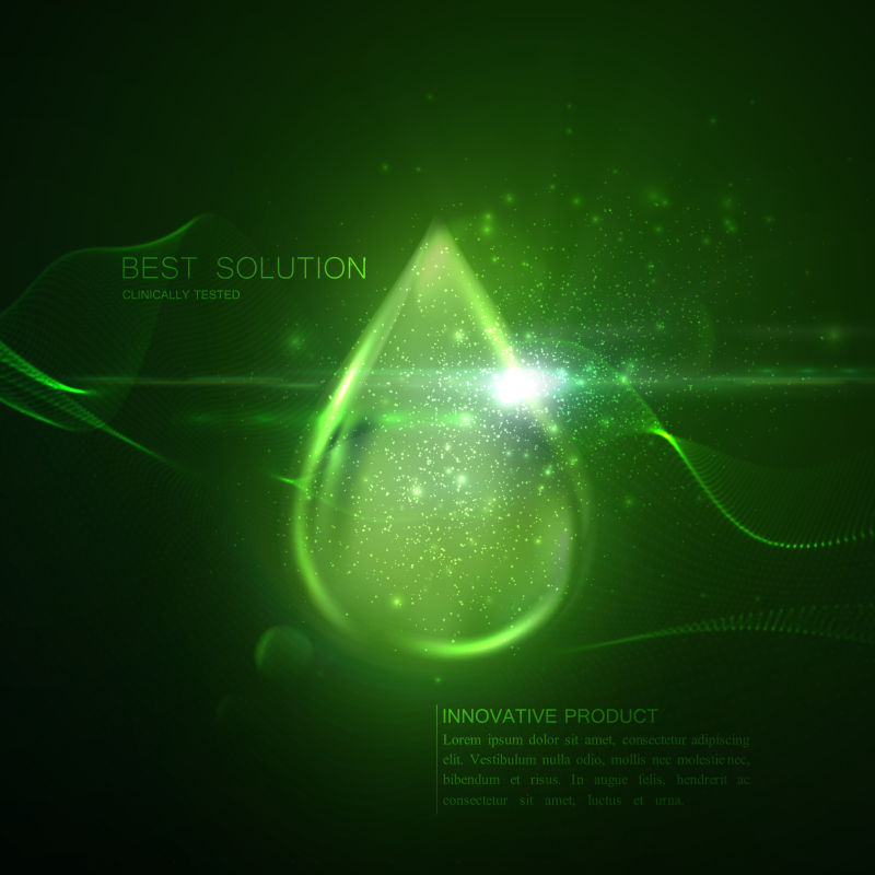 矢量绿色胶原蛋白水滴光效设计