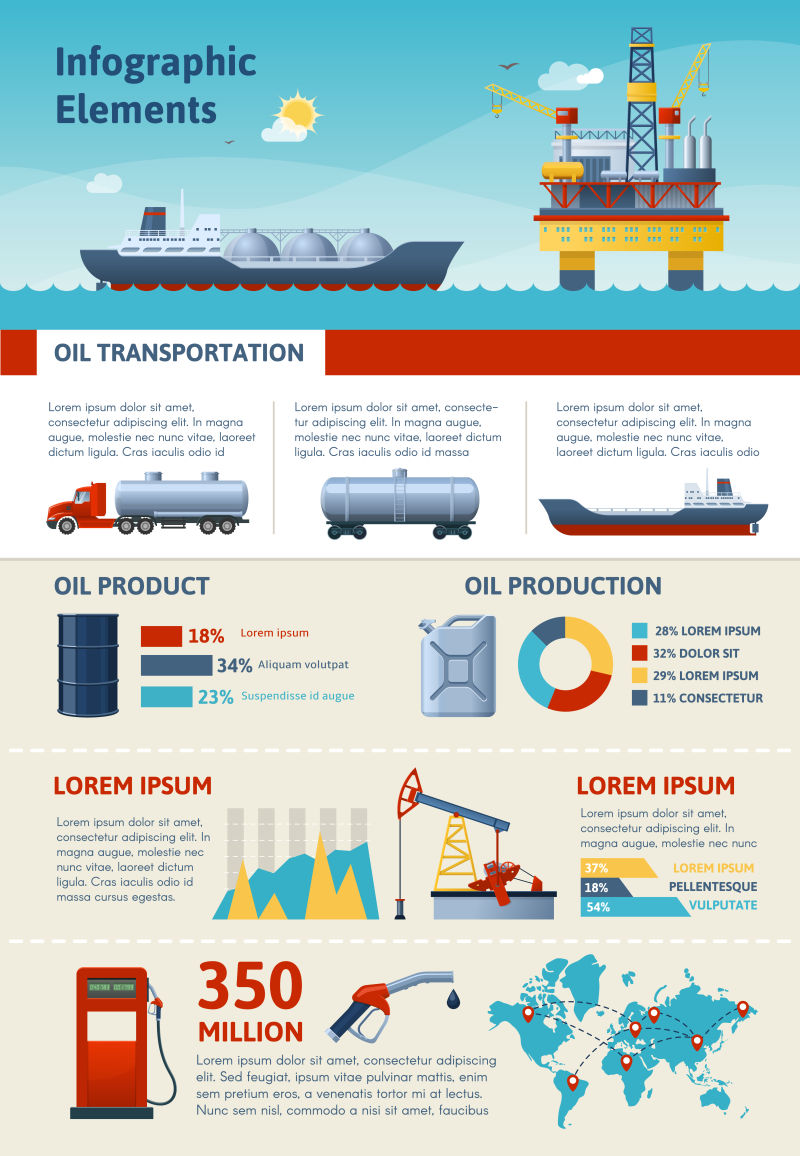石油工业运输图表矢量设计