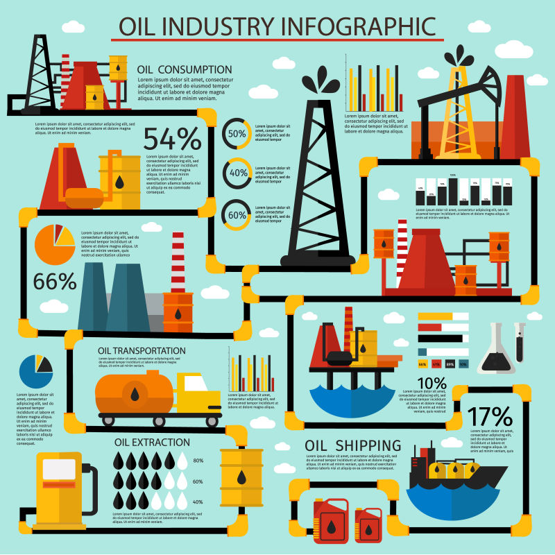 矢量的石油工业信息图表