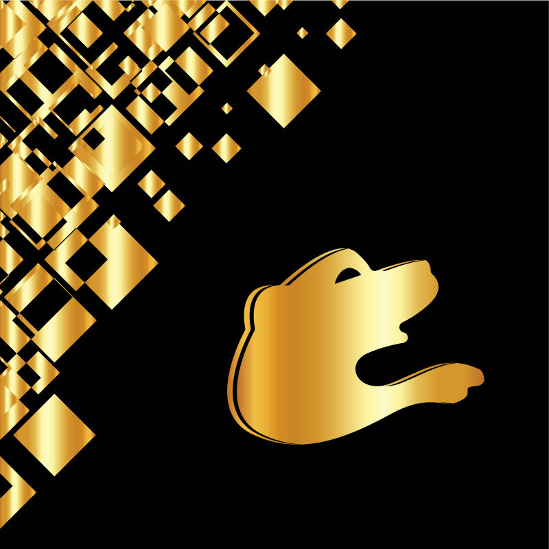 矢量抽象金色熊头像标志设计