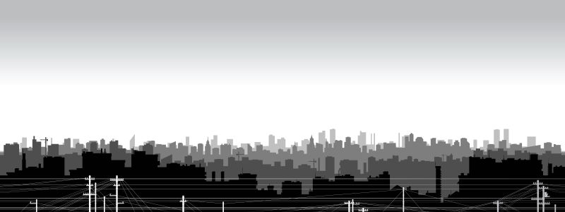 黑白城市剪影矢量图