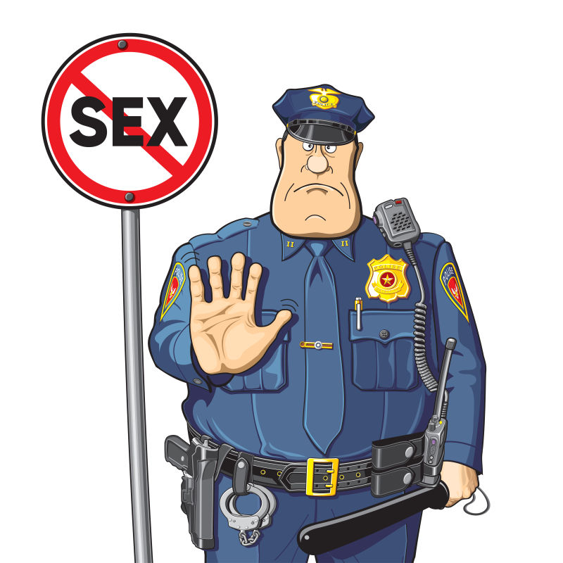禁止性行为的警察矢量插图