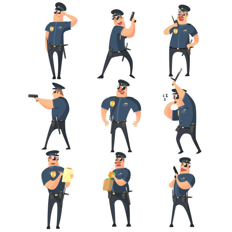 美国警察卡通娱乐风格矢量图