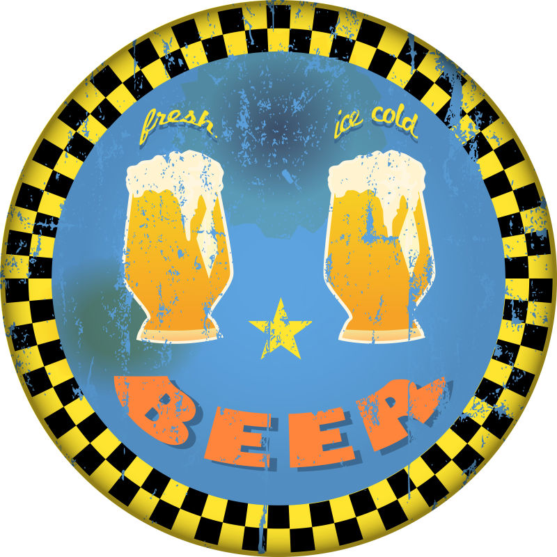 复古圆形啤酒logo矢量设计图