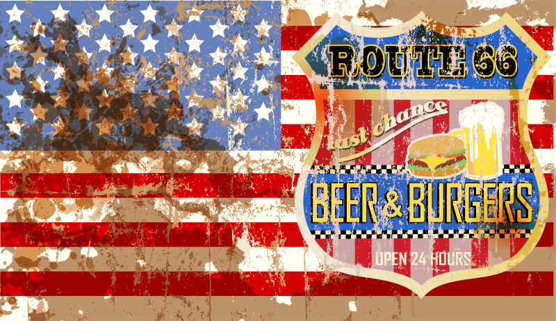 创意美国风格啤酒logo矢量设计图