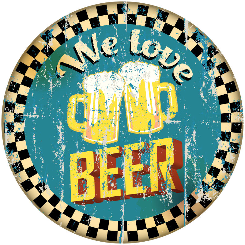 圆形复古啤酒logo矢量设计图