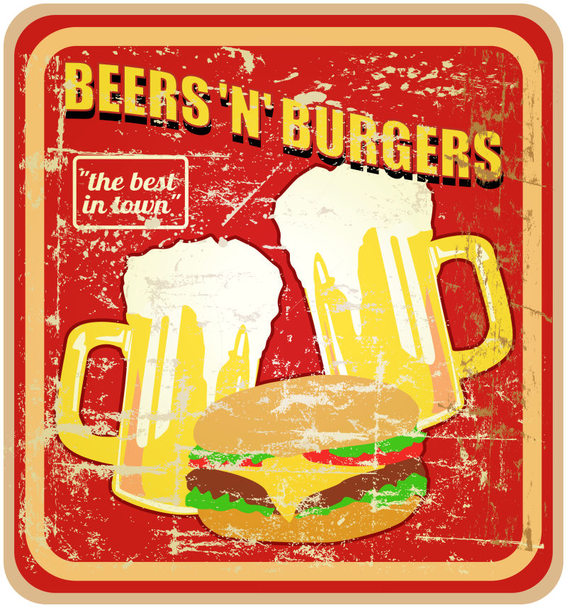 创意啤酒和汉堡logo矢量设计图