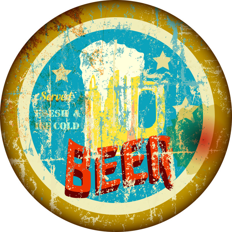 创意做旧啤酒logo矢量设计图