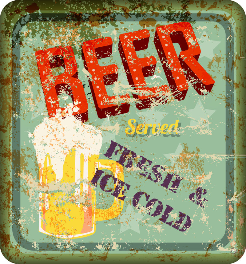 创意复古风格啤酒logo矢量设计图