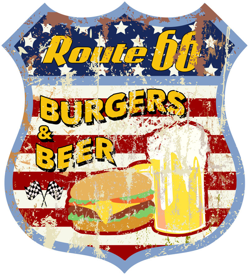 复古美国啤酒logo矢量设计插图