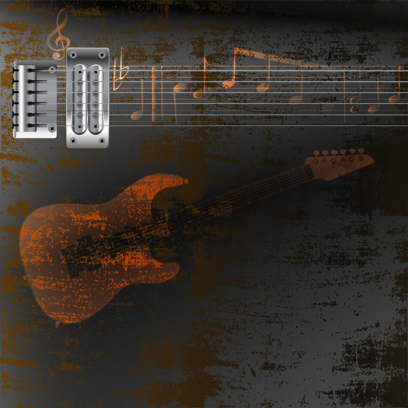 生锈的钢弦电吉他矢量图