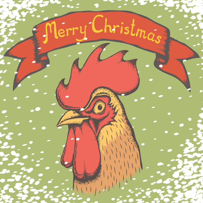 创意矢量庆祝鸡年快乐的复古插图