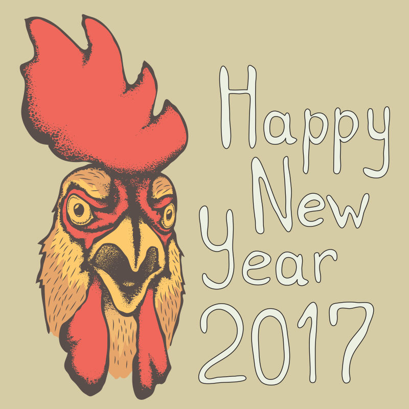 创意矢量新年公鸡插图