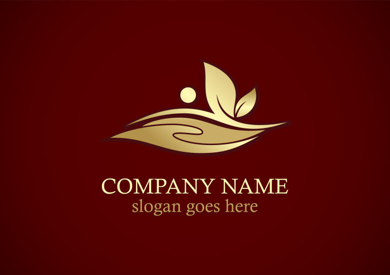 矢量金色树叶logo设计