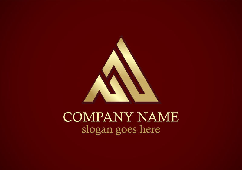 矢量抽象金色三角形logo设计