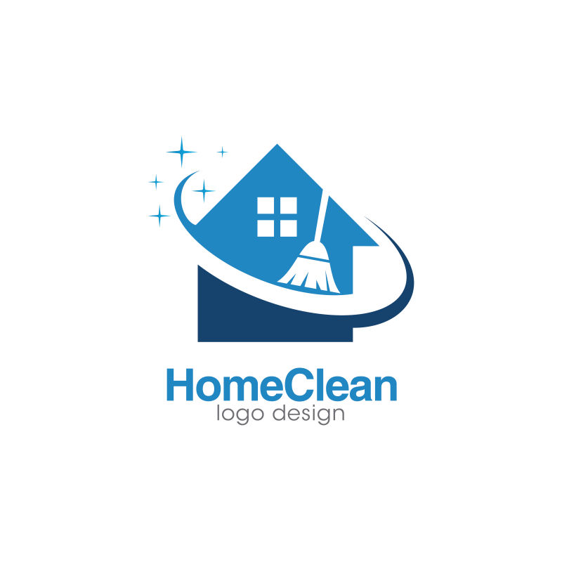 创意矢量蓝色房屋整理标志设计