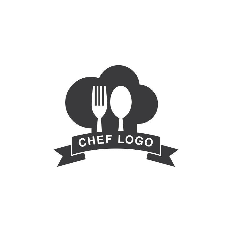 矢量厨师帽黑色logo设计