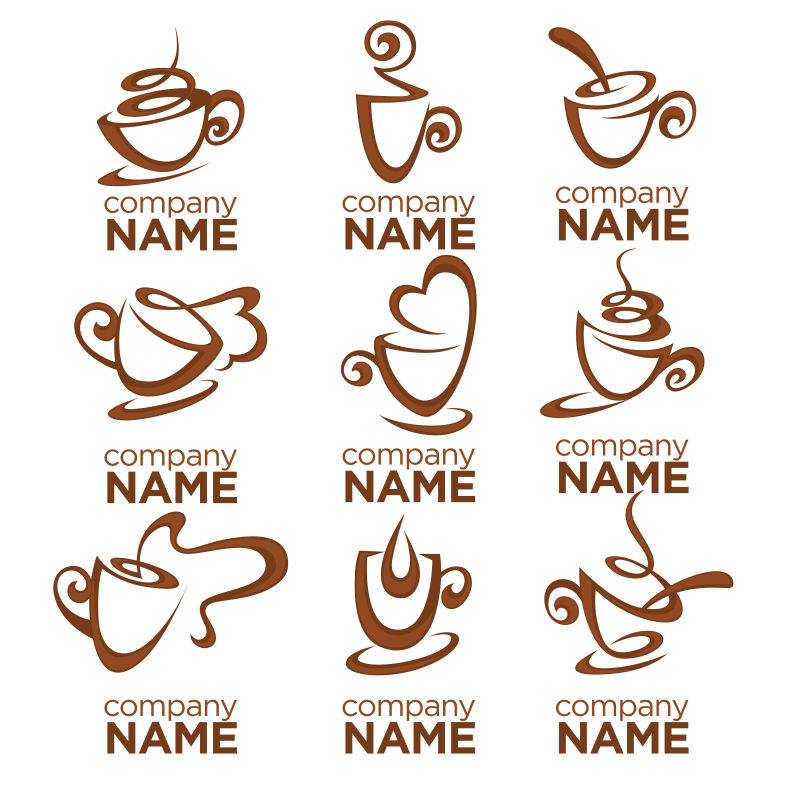矢量棕色创意咖啡和茶logo设计