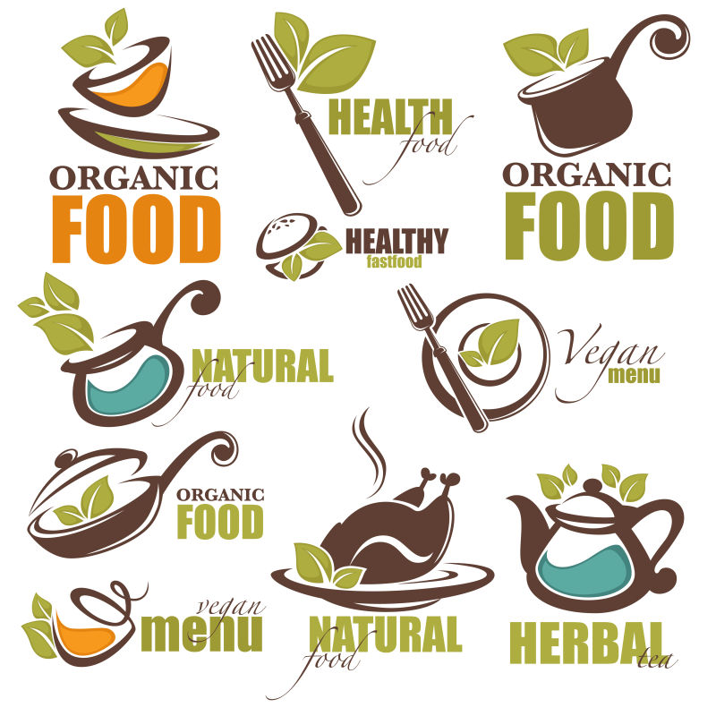矢量创意绿色食品logo设计