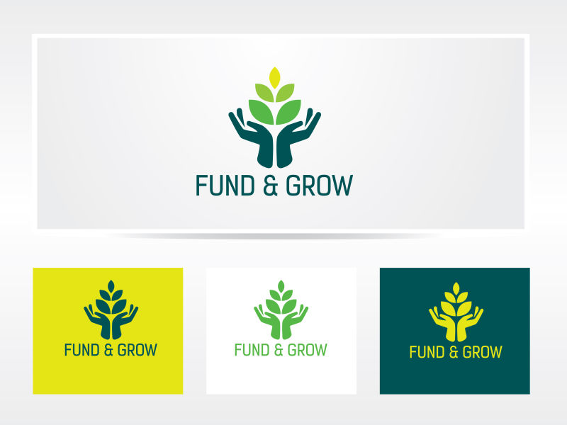 矢量浅黄和绿色创意保护绿色植物logo设计