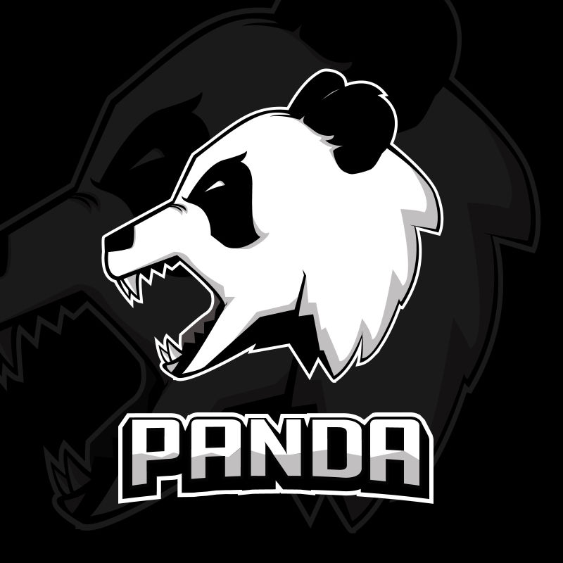 矢量黑白色创意熊猫头标志logo设计