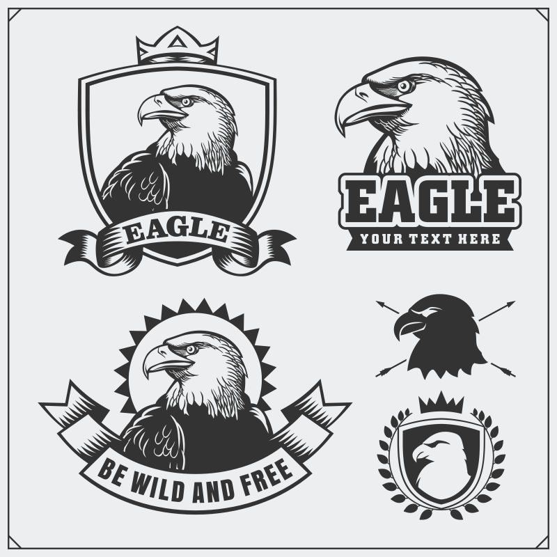 矢量创意鹰纹徽章logo设计