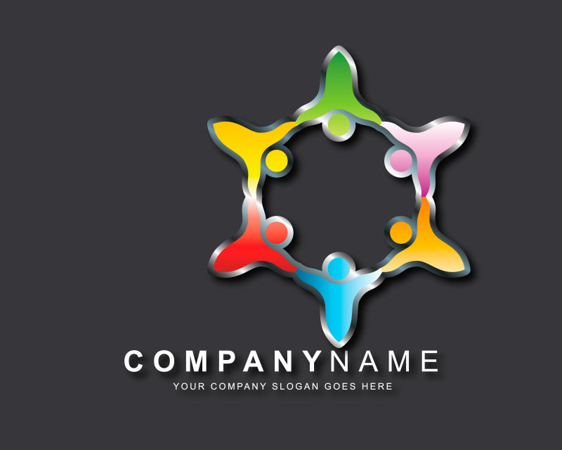 矢量多彩几何商业logo设计图