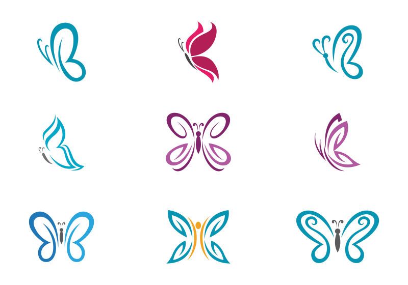 矢量彩色创意蝴蝶型logo设计
