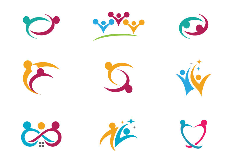 彩色矢量创意家庭活动logo设计