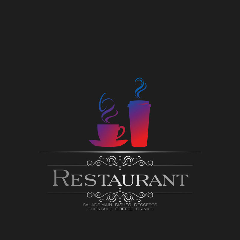 创意矢量彩色餐厅概念的标志设计