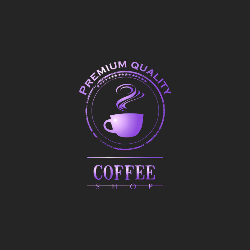 抽象矢量紫色咖啡杯元素标志设计