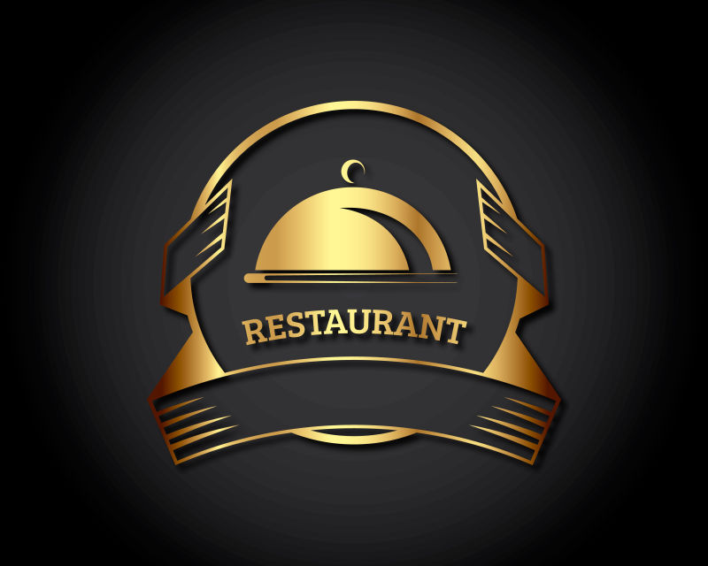 抽象矢量金色餐厅标志设计