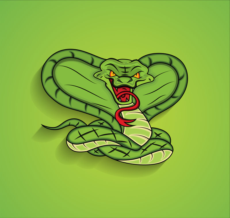 绿色眼镜蛇矢量插图