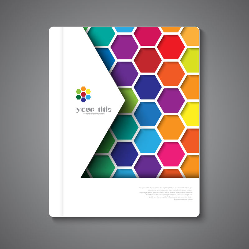 创意多彩六边形宣传手册矢量设计图