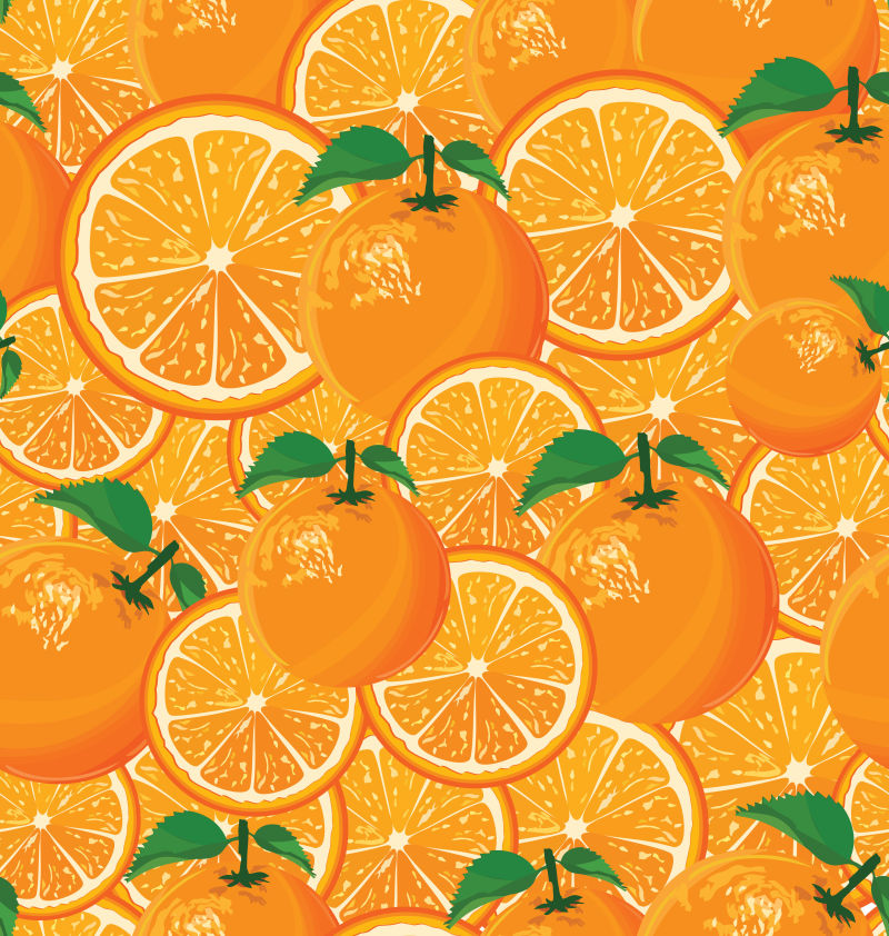 抽象矢量橙子无缝背景