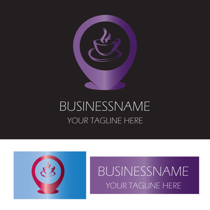 矢量紫色咖啡定位logo设计