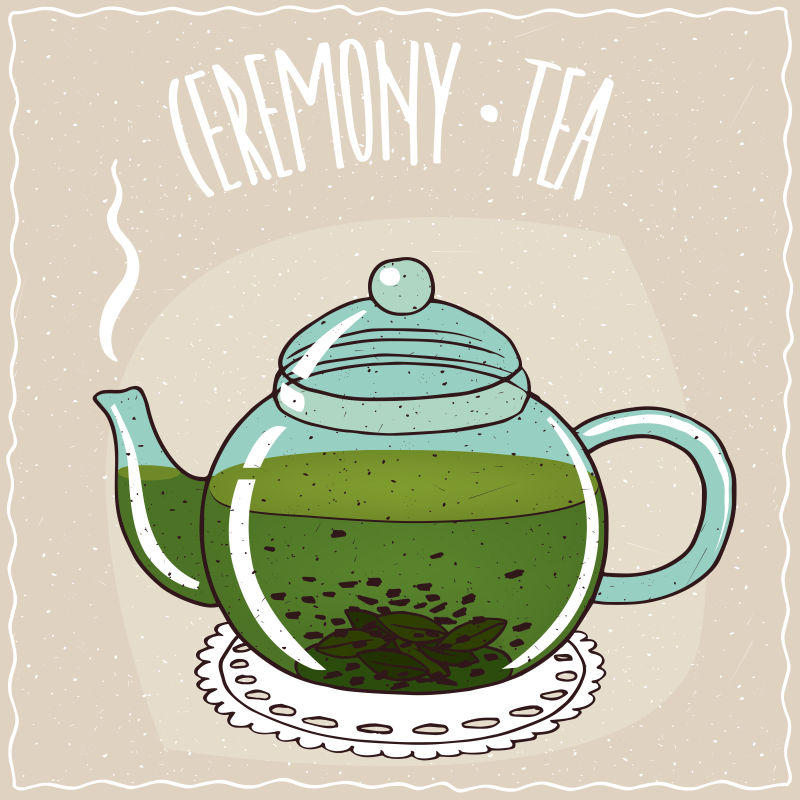 矢量热煮绿茶