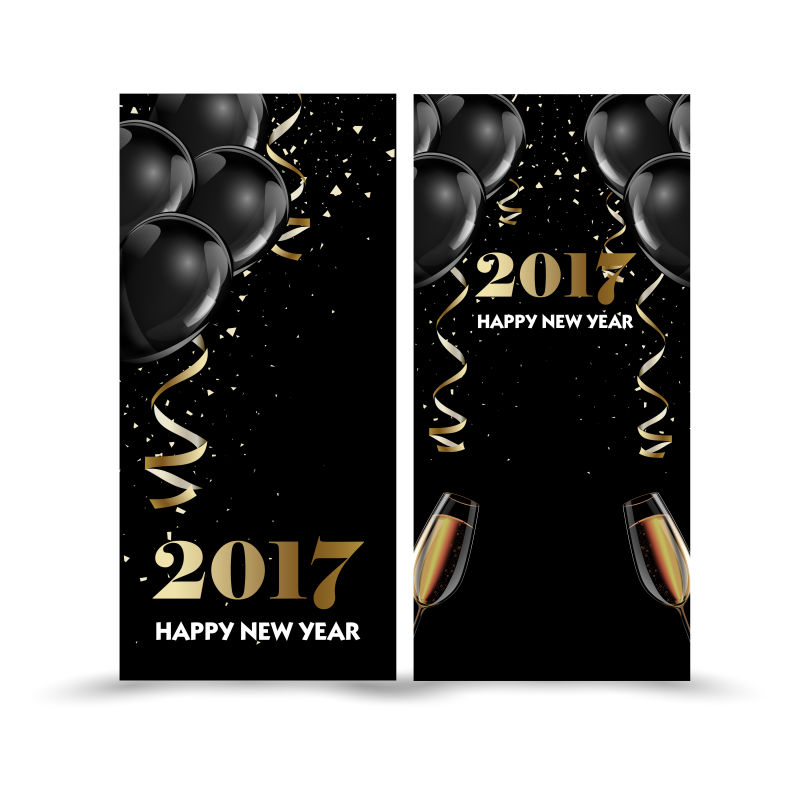奢华2017新年卡片矢量设计