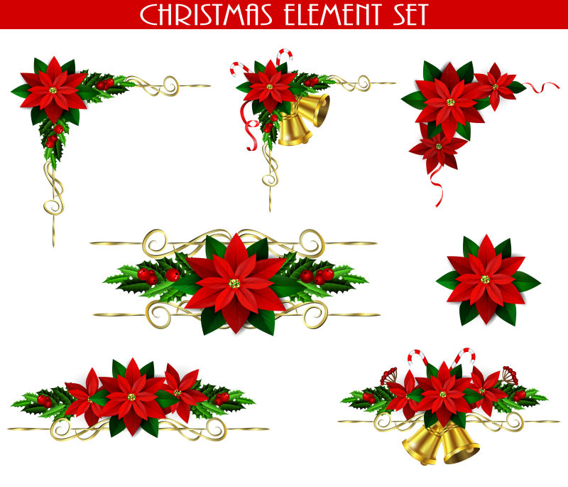 矢量圣诞角落框架装饰元素设计图