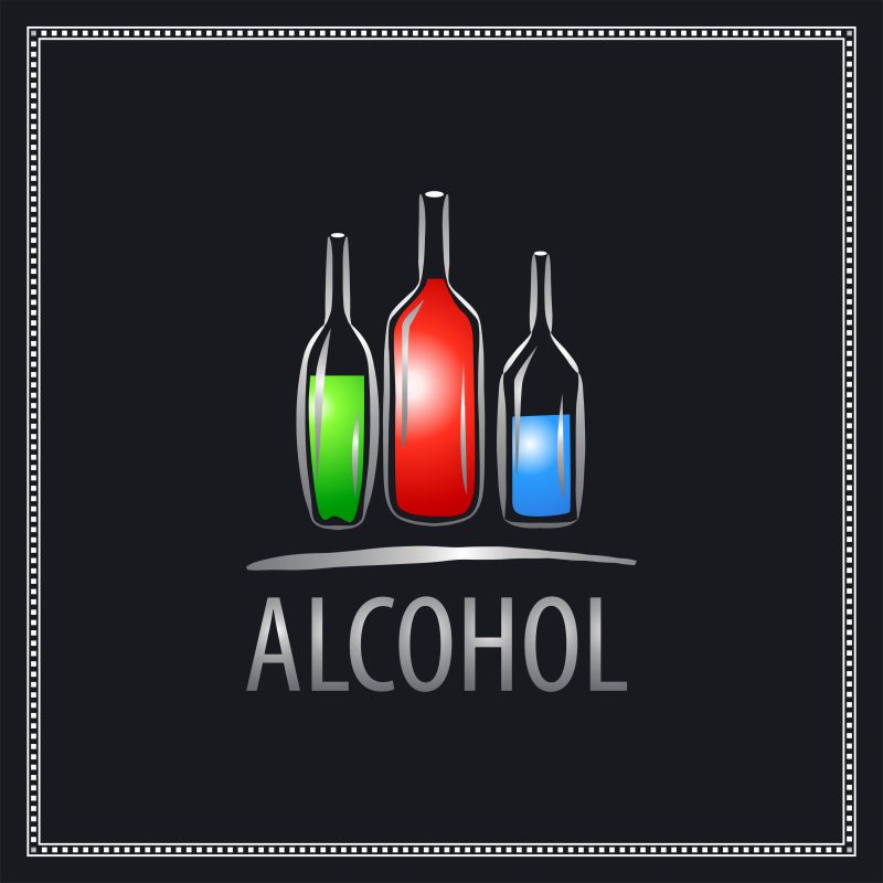 矢量酒瓶彩色商标设计图