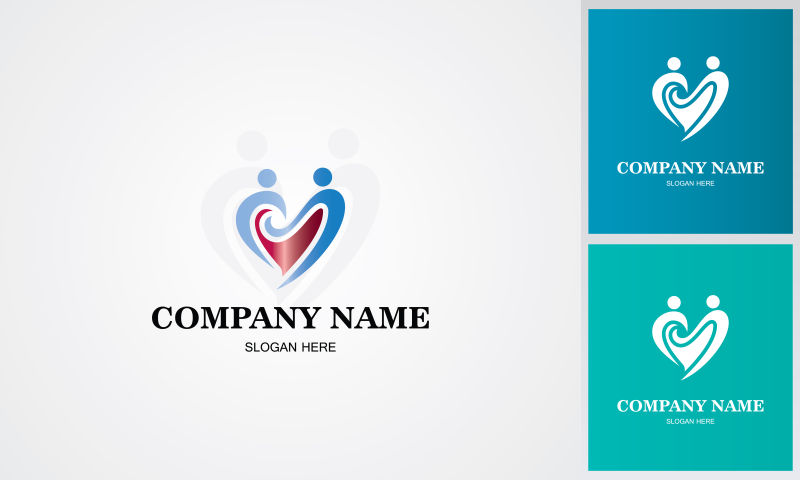 矢量爱心企业logo设计图