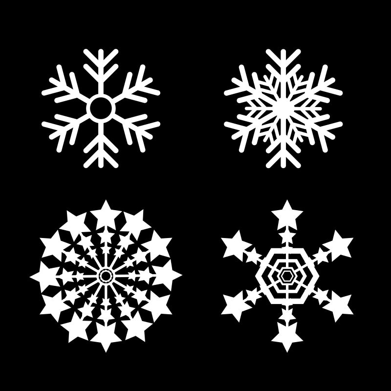 不同的白色雪花图标设计矢量插图