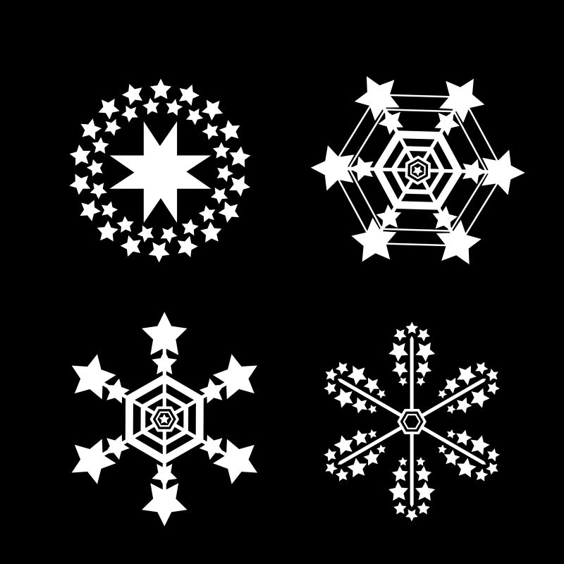 四种精致的雪花图标矢量插图
