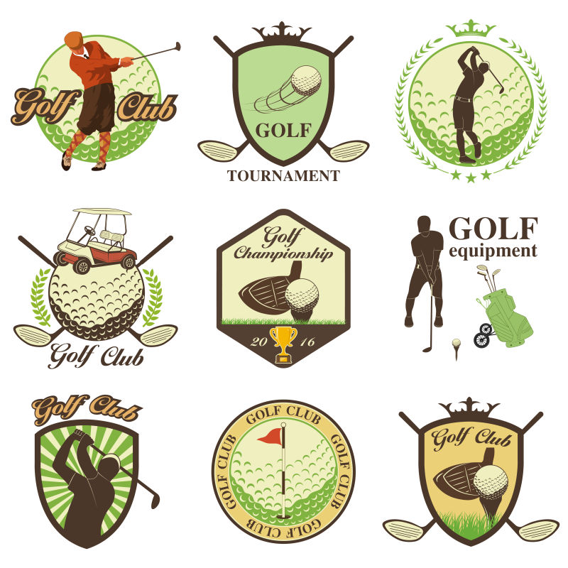 抽象矢量高尔夫运动标志设计