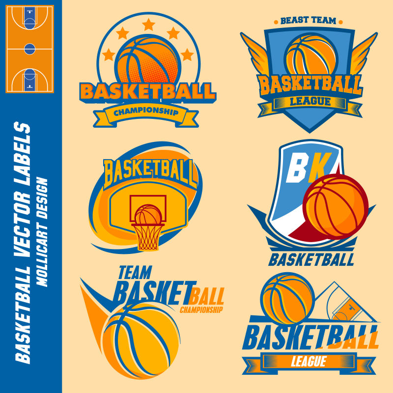 矢量抽象橙色篮球赛标志设计